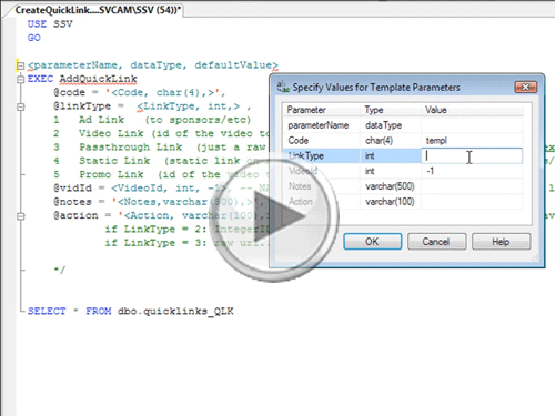 Using SQL Server Templates